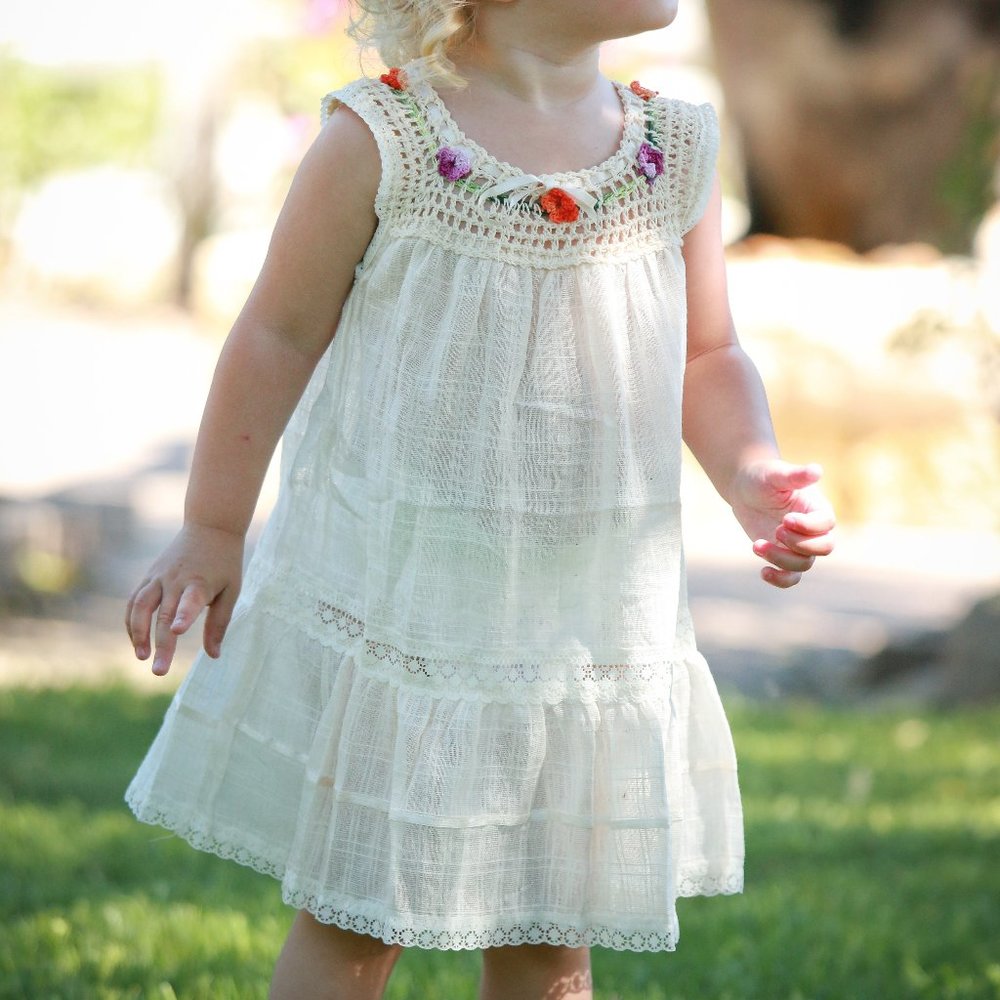 Bohemian Cotton Crochet Yoke Girl Dress